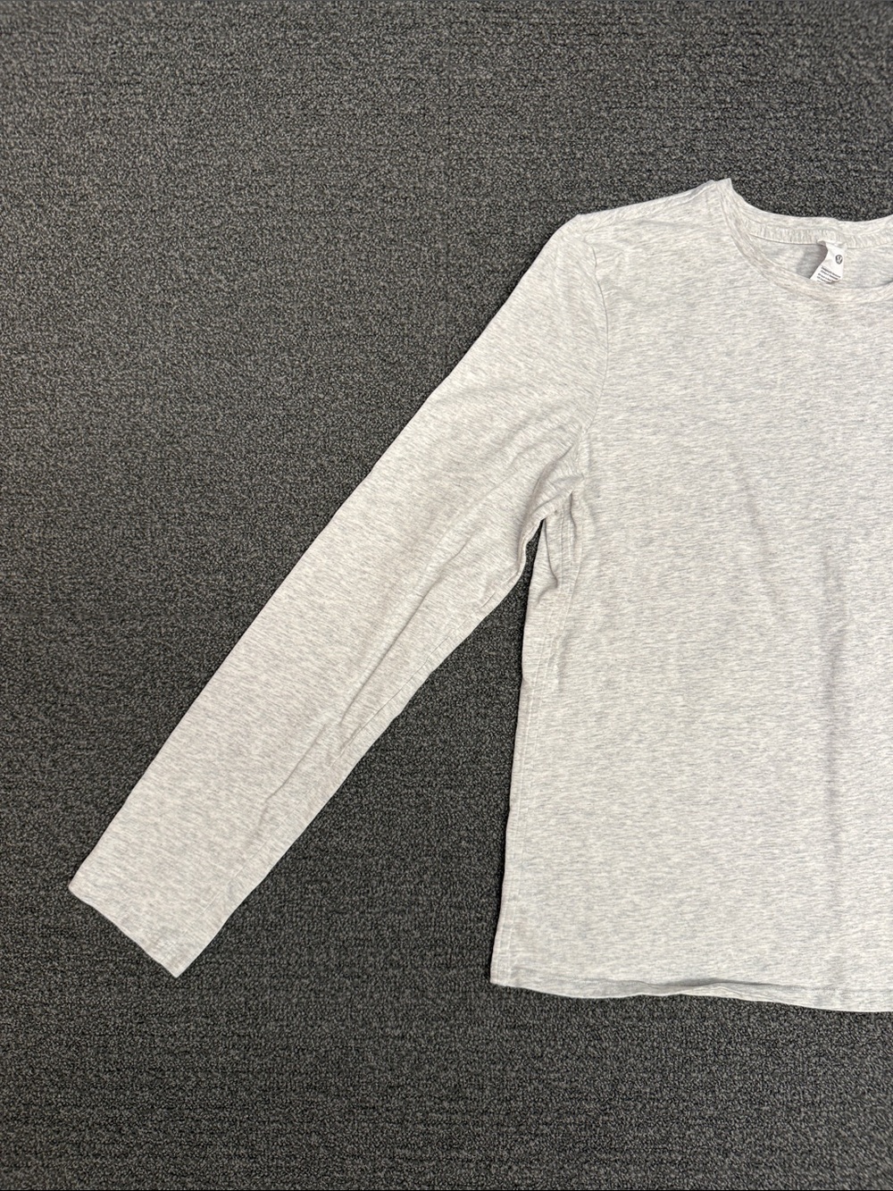 Lululemon Organic Cotton Crewneck Long-Sleeve Shirt in Heathered Light Grey - Picture 2 of 8